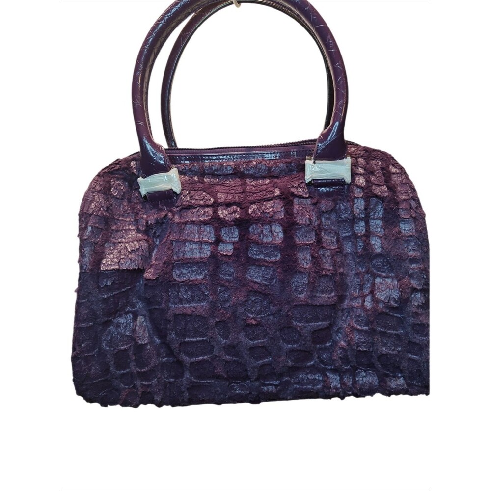 dennis By bassoTextured Plum Satchel Handbag with Double Handles